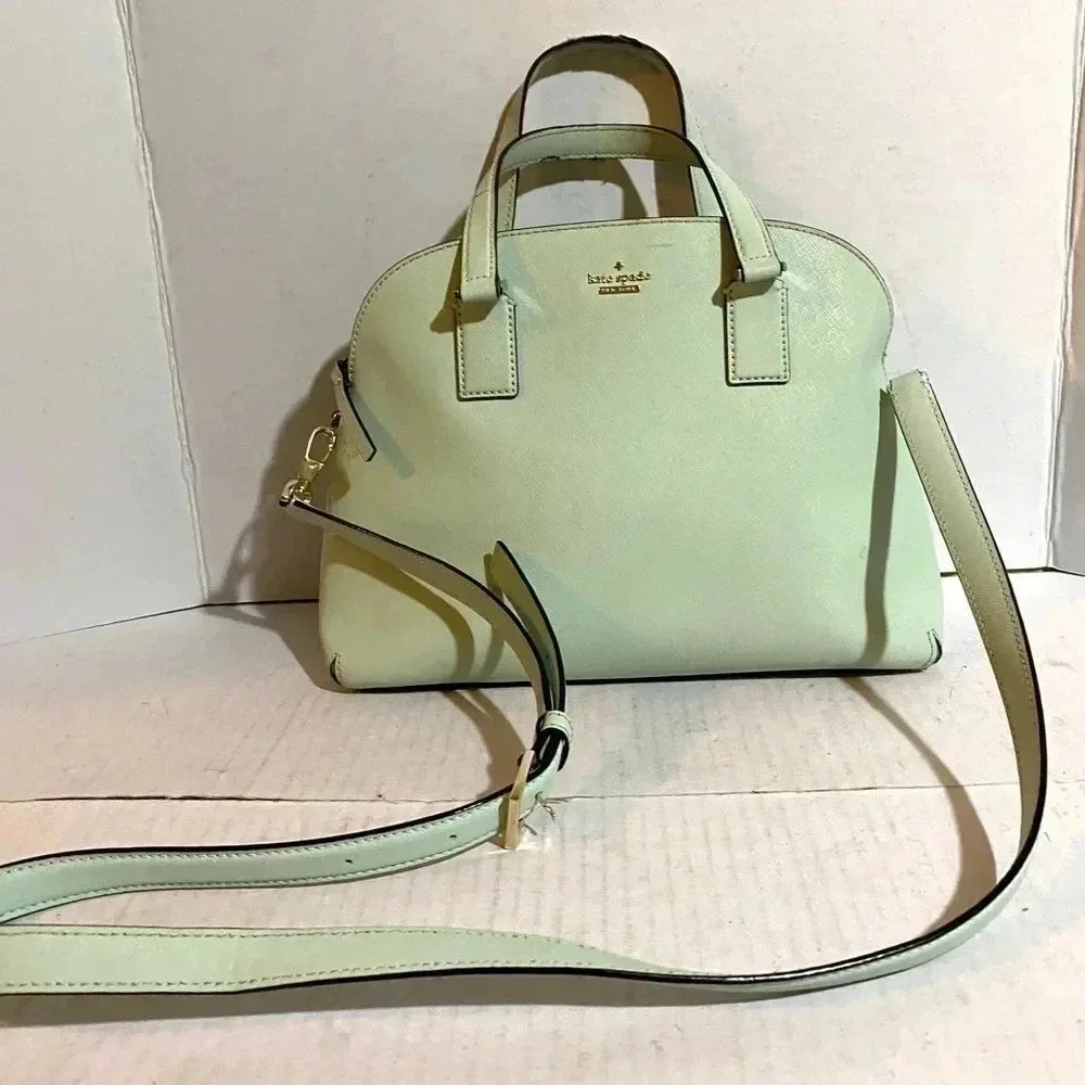 Kate spade green saffiano leather satchel handbag